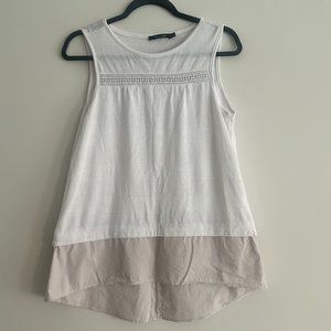 Doe & Rae sleeveless mixed materials blouse (S)